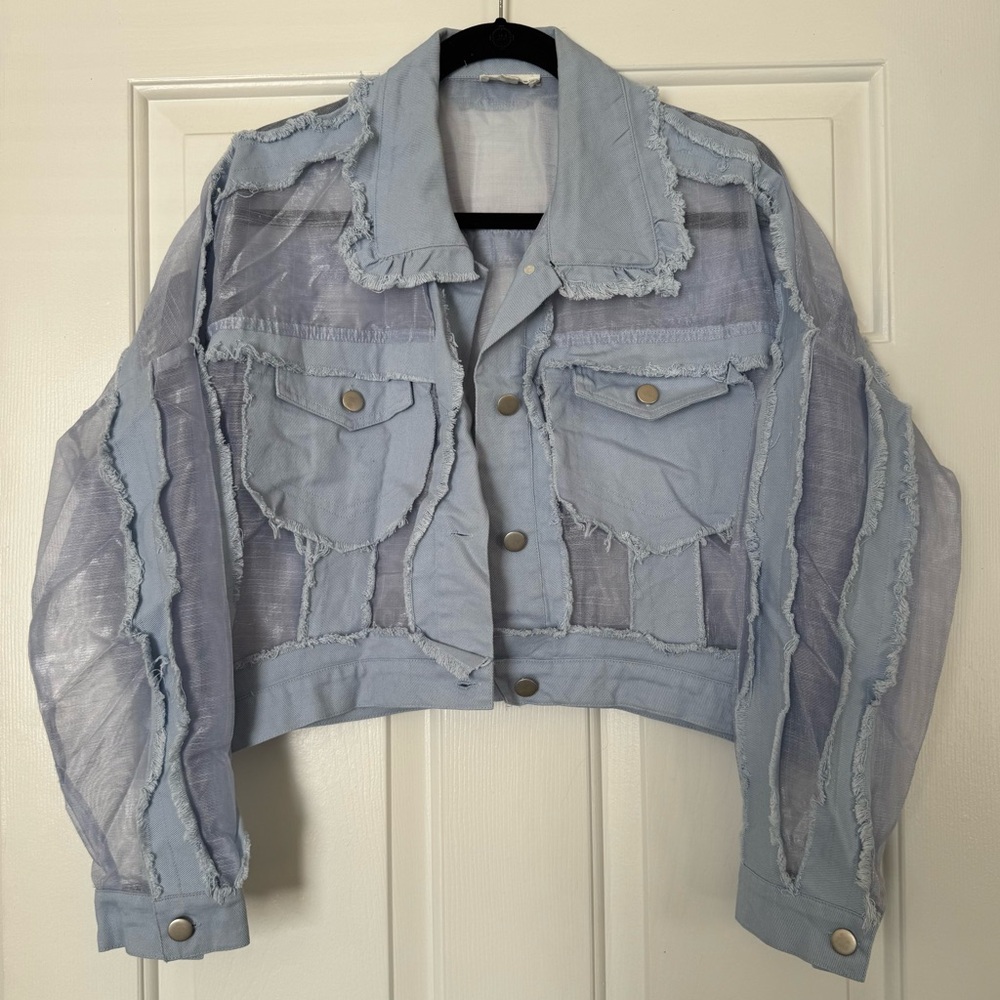Dance & Marvel Denim Mesh Cropped Jacket